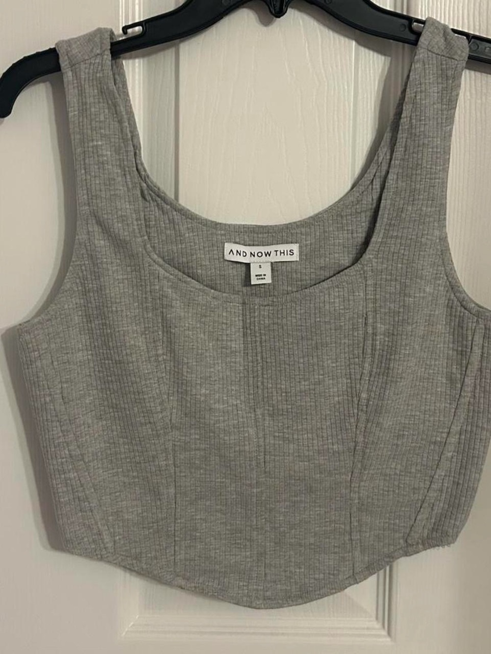 And Now This Gray Ribbed Scoop Crop Tank
